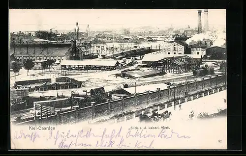 AK Kiel-Gaarden, Blick a. d. kaiserl. Werft, Hafen