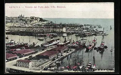 AK Genova, Veduta del Porto dalla Villa Rosazza, Hafen