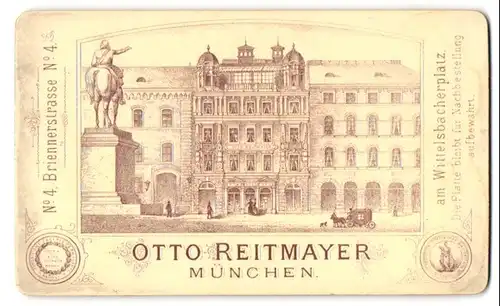 Fotografie Otto Reitmayer, München, Briennerstr. 4, Ansicht München, Blick auf die Front des Ateliers