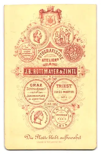 Fotografie J. B. Rottmayer & Zintl, Graz, Brautpaar aus Österreich im Hochzeitskleid und Anzug