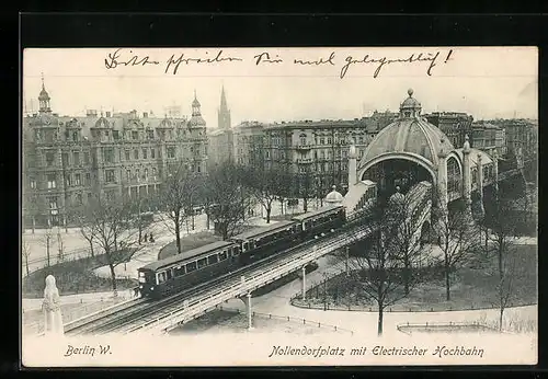 AK Berlin-Schöneberg, Nollendorfplatz mit Elektrischer Hochbahn