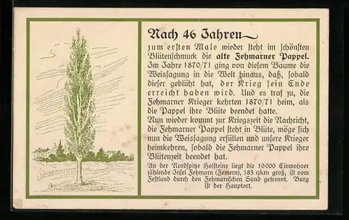 Künstler-AK Fehmarn /Holstein, Fehmarner Pappel