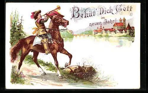 Lithographie Behüt Dich Gott!, Neujahrsgruss