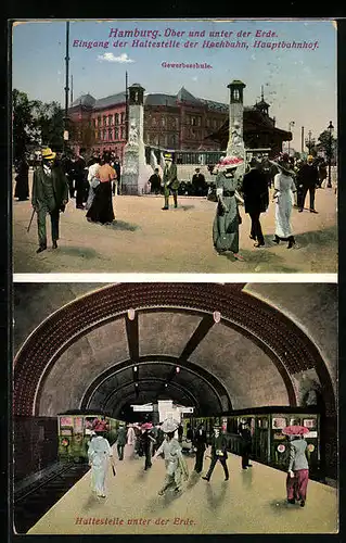 AK Hamburg-St.Georg, U-Bahn Haltestelle Hauptbahnhof, Gewerbeschule