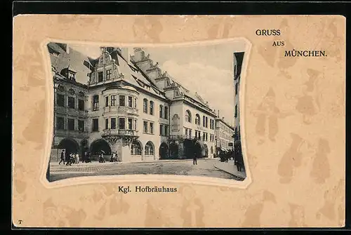 AK München, Strassenansicht des Münchner Hofbräuhauses