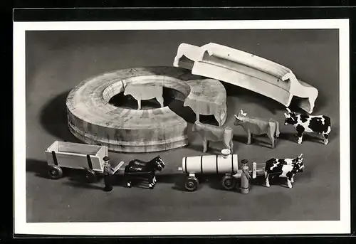 AK Seiffener Spielzeug, Spielzeugtiere aus Holz aus der Hand des Reifedrehers