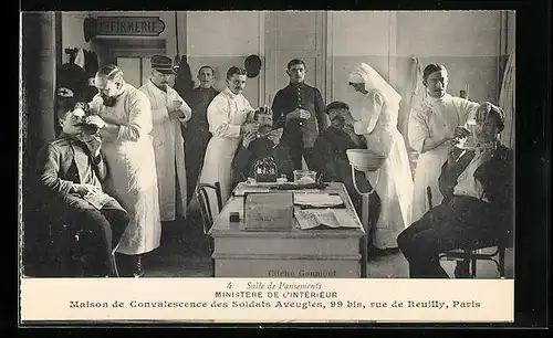 AK Paris, Maison de Convalescence des Soldats Aveugles, 99 bis, rue de Reuilly, Blind