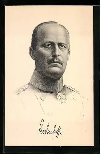 Künstler-AK Portrait von Erich Ludendorff in Uniform