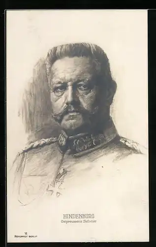 AK Ostpreussens Befreier Paul von Hindenburg im Portrait