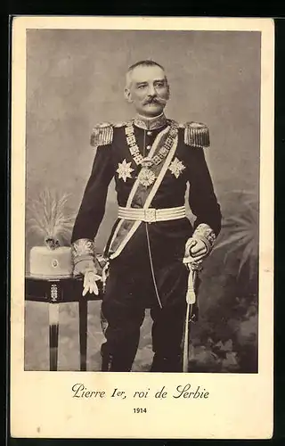AK Peter I., König von Serbien in Paradeuniform