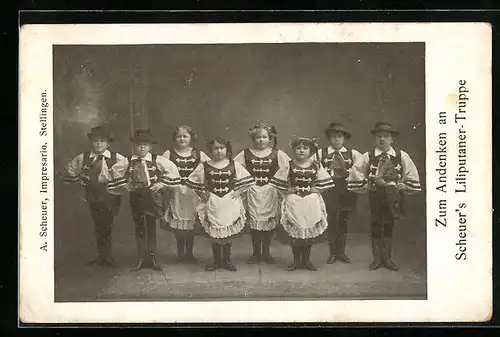 AK Stellingen, Scheuers Liliputaner-Truppe in Trachten