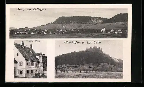 AK Deilingen, Handlung v. R. A. Reger, Oberhofen und Lemberg, Teilansicht