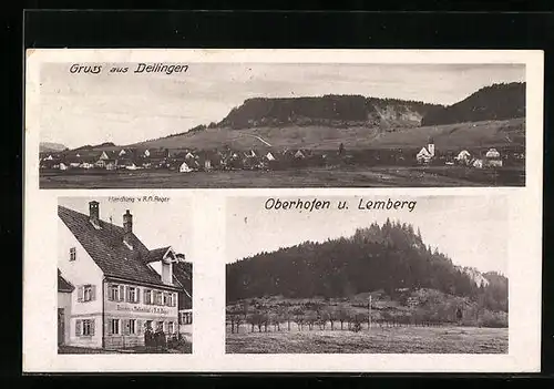 AK Deilingen, Handlung v. R. A. Reger, Oberhofen und Lemberg, Teilansicht