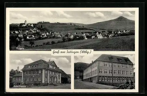 AK Seitingen /Wttbg., Gasthaus, Ortspartie, Teilansicht