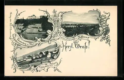 AK Fürstenberg a. Weser, Ortsansicht, Boffzen und Wehrden a. Weser