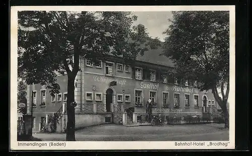 AK Immendingen /Baden, Bahnhof-Hotel Brodhag
