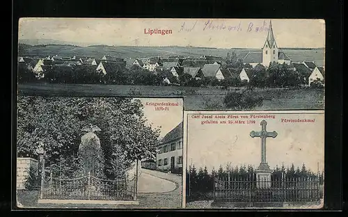 AK Liptingen, Kriegerdenkmal und Fürstendenkmal v. Josef Alois Fürst