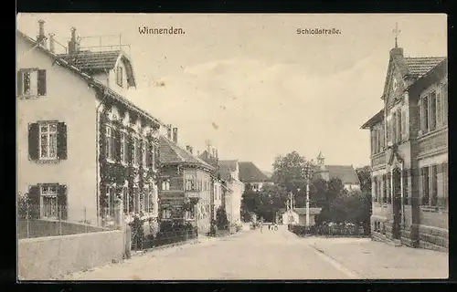 AK Winnenden, Schlossstrasse mit Wohnhäuser