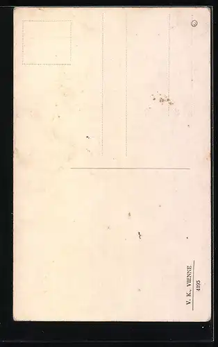 Künstler-AK V.K., Vienne Nr.4195: Fröhliche Pfingsten, Ortspartie mit Kirche