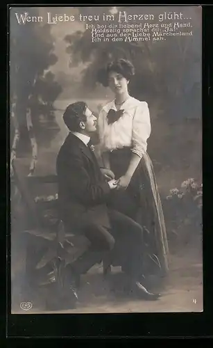 Foto-AK EAS Nr.1461: Wenn Liebe treu im Herzen glüht, Liebespaar