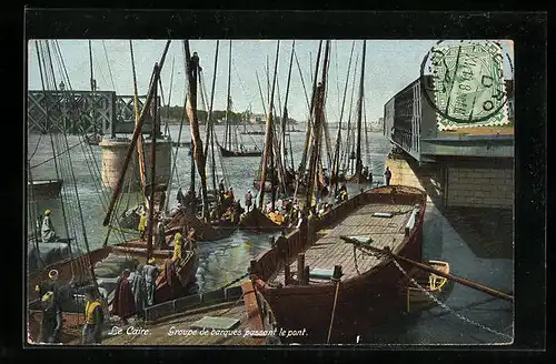 AK Kairo, Groupe de barques passant le pont