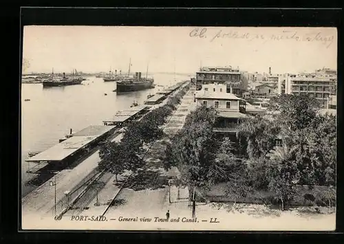 AK Port-Said, General view Town and Canal