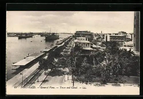 AK Port-Said, General view Town and Canal
