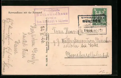 AK Landpoststempel Posthilfstelle Rothwandhaus Taxe Neuhaus b. Schliersee