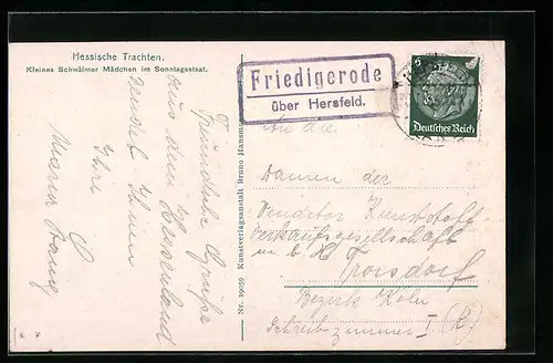 AK Landpoststempel Friedigerode über Hersfeld