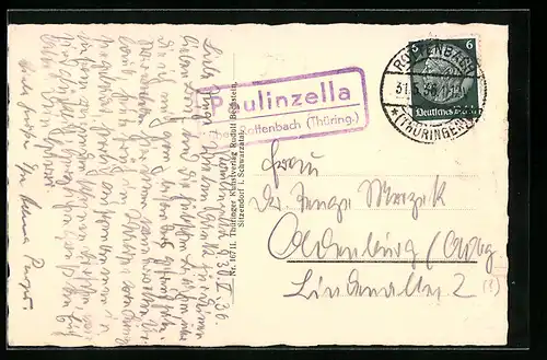 AK Landpoststempel Paulinzella über Rottenbach (Thüring.)