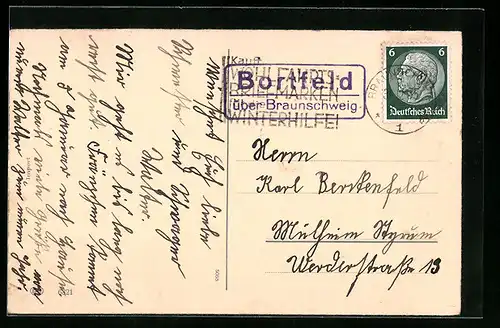 AK Landpoststempel Bortfeld über Braunschweig