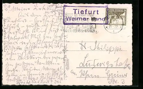 AK Landpoststempel Tiefurt-Weimar Land