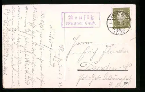 AK Landpoststempel Neusitz-Arnstadt Land