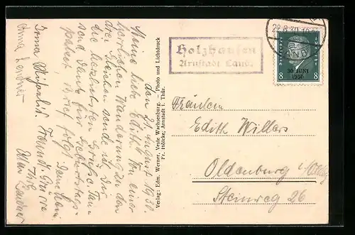 AK Landpoststempel Holzhausen-Arnstadt Land