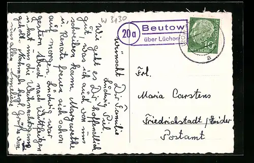 AK Landpoststempel Beutow über Lüchow