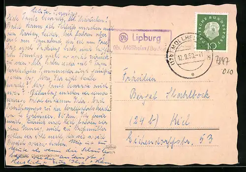 AK Landpoststempel Lipburg üb. Müllheim /Baden