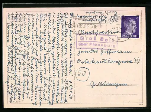 AK Landpoststempel Gross Solt über Flensburg