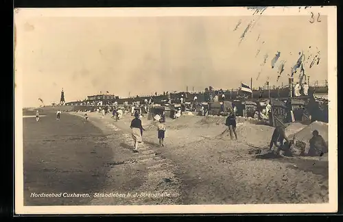 AK Nordseebad Cuxhaven, Strandleben bei der Strandhalle