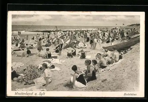 AK Westerland auf Sylt, Badeleben