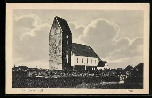 AK Keitum auf Sylt, Kirche mit Friedhof