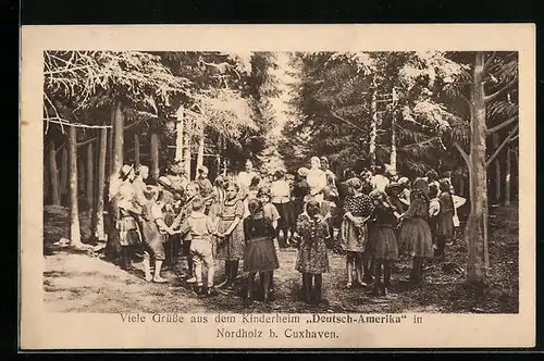 AK Nordholz b. Cuxhaven, Kindergruppe aus dem Kinderheim Deutsch-Amerika