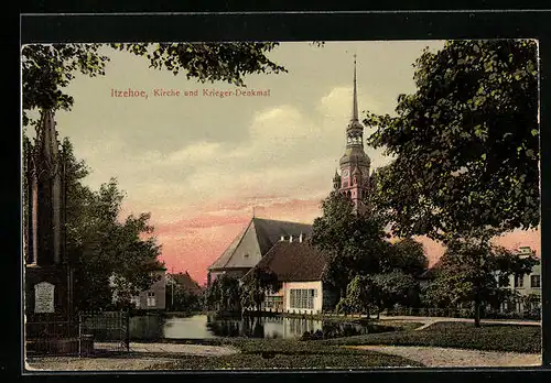 AK Itzehoe, Kirche und Krieger-Denkmal