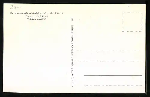 AK Hamburg-Poppenbüttel, Erholungswerk Alstertal e. V. Hohenbuchen