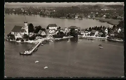 AK Wasserburg /Bodensee, Totalansicht vom Flugzeug aus