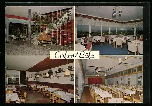 AK Grünendeich-Lühe-Borstel, Vier Innenansichten vom Hotel-Restaurant Fährhaus Cohrs /Lühe
