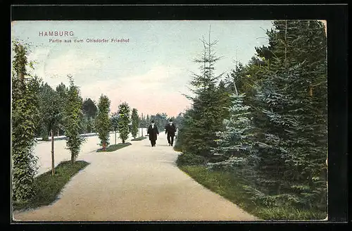 AK Hamburg, Partie aus dem Ohlsdorfer Friedhof