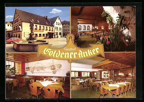 AK Kasendorf /Ofr., Vier Ansichten Hotel-Pension Goldener Anker