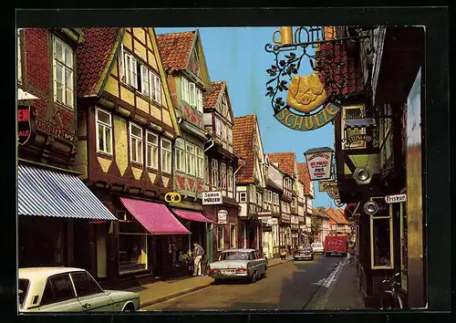 AK Celle, Neue Strasse mit Geschäften