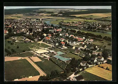 AK Beverungen (Weser), Gesamtansicht vom Flugzeug aus