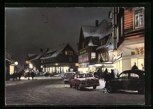 AK Braunlage, Stadtmitte bei Nacht